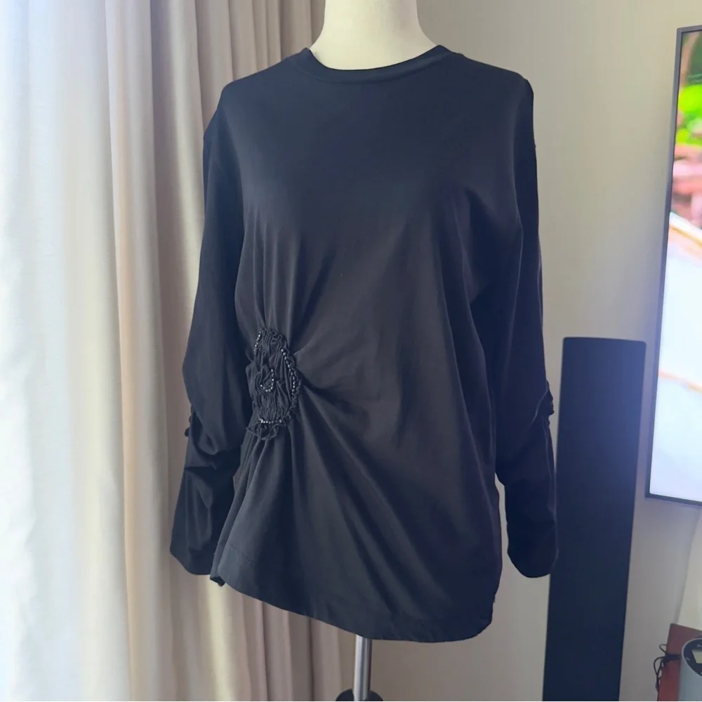 Simone Rocha Long Sleeve Ruched Flower Top - Picture 1 of 10